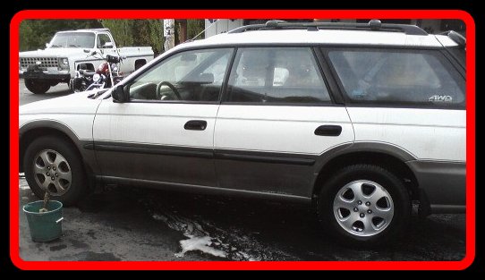 Vehicle with one wheel and well detailed and one not by Fifty Dollar Detail, Ridgefield, WA.